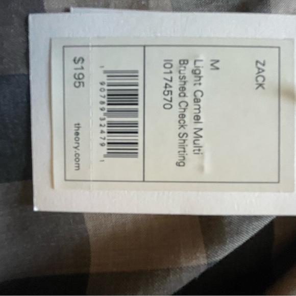 NWT Theory 100% Button Down Cotton Shirt Brushed Checked Zack Preppy Medium NEW - Picture 7 of 8